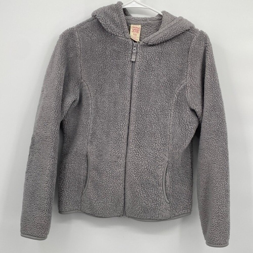 Faded Glory Girl's Hooded Long Sleeve Full Zip Fleece Jacket Gray Size XL